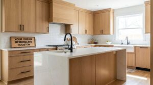 white oak cabinets kitchen with matte black hardware Your Dream Remodeling Houston 