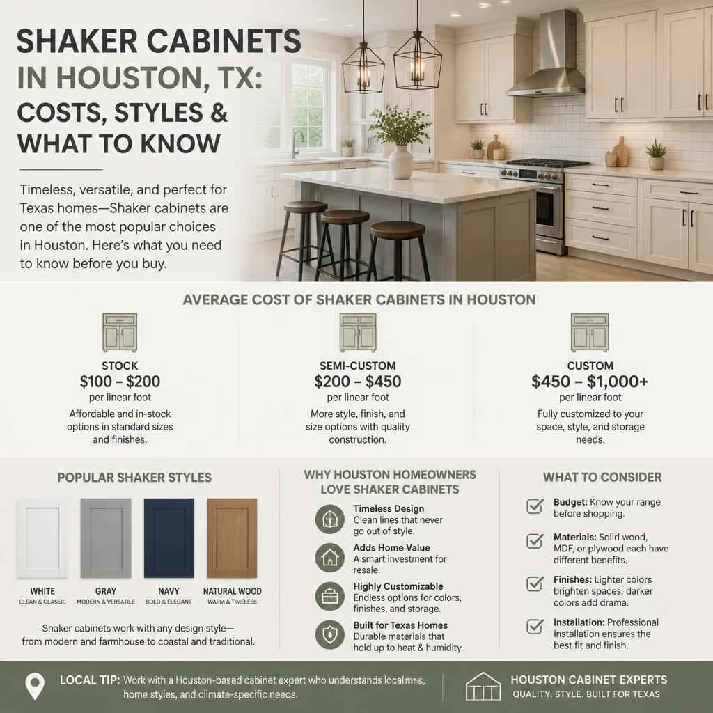 Shaker Cabinets in Houston, TX: Costs, Styles & What to Know