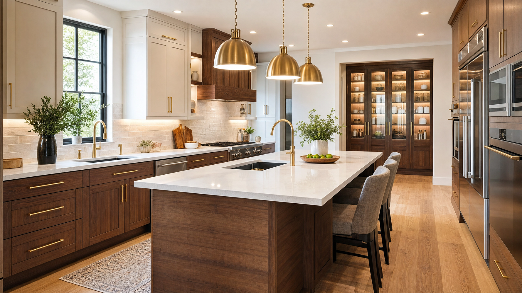 2026 kitchen remodeling trends in Bellaire TX with warm wood cabinets and a functional kitchen island